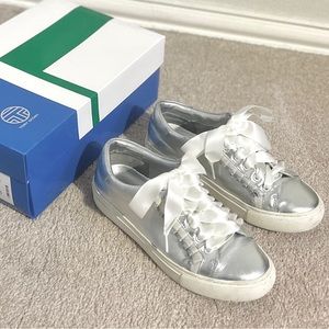 Tory Burch Ruffled Metallic Leather Sneakers 6.5